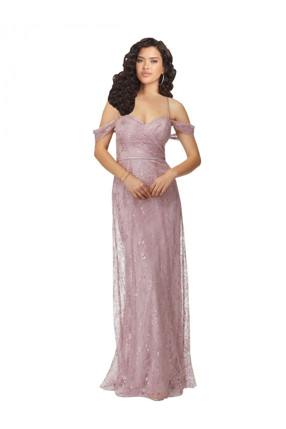 Sweetheart Chantilly Lace Bridesmaid Dress with Off the Shoulder Sleeves Bristol