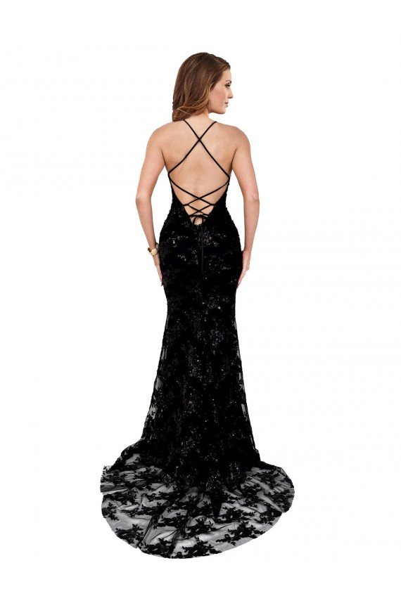 Formal High Neckline Lace Open Back Bridesmaid Dress / Prom Dress with High Slit Bristol