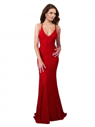 Low Back V-Neckline Floor Length Formal Lace Bridesmaid Dress / Prom Dress Bristol