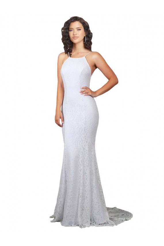 High Neck Backless Lace Wedding Dress with Plunging Low Back Bristol