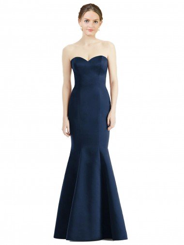 Long Mermaid Full Length Strapless Satin Bridesmaid Dress Bristol