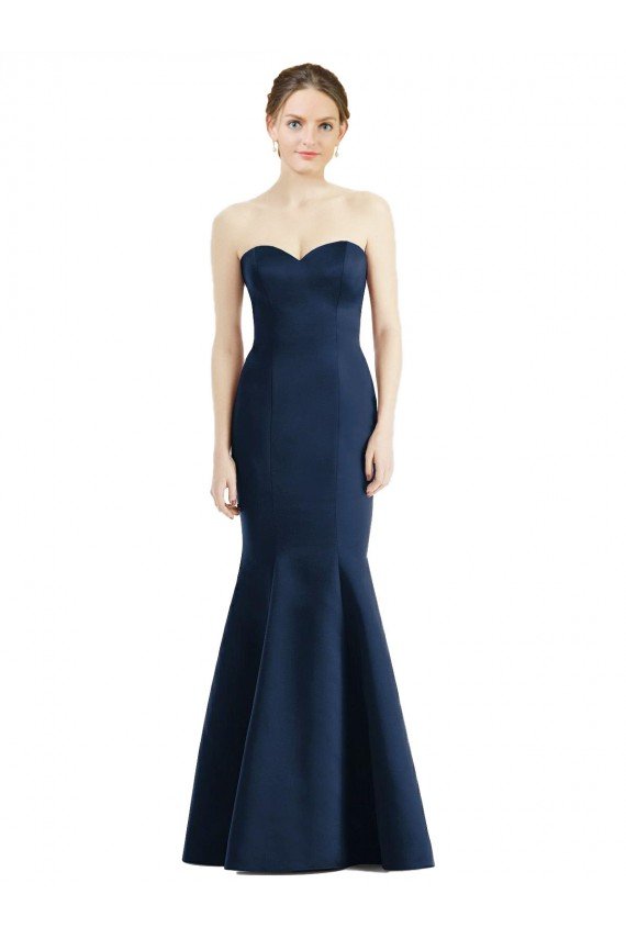 Long Mermaid Full Length Strapless Satin Bridesmaid Dress Bristol