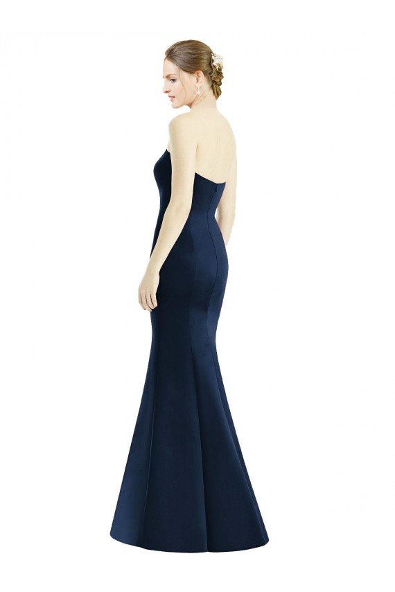 Long Mermaid Full Length Strapless Satin Bridesmaid Dress Bristol