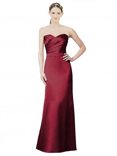 Strapless Satin Bridesmaid Dress with Asymmetrical Draped Bodice Bristol