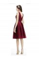 Short Midi Length Satin Cocktail Bridesmaid Dress with Bateau Neckline and V-Back Bristol