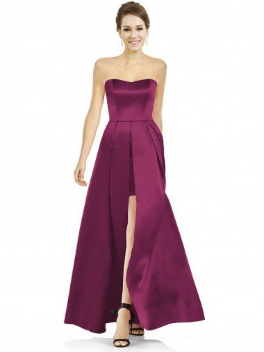 Full Length Strapless Long Satin Bridesmaid Dress with Sweetheart Neckline Bristol