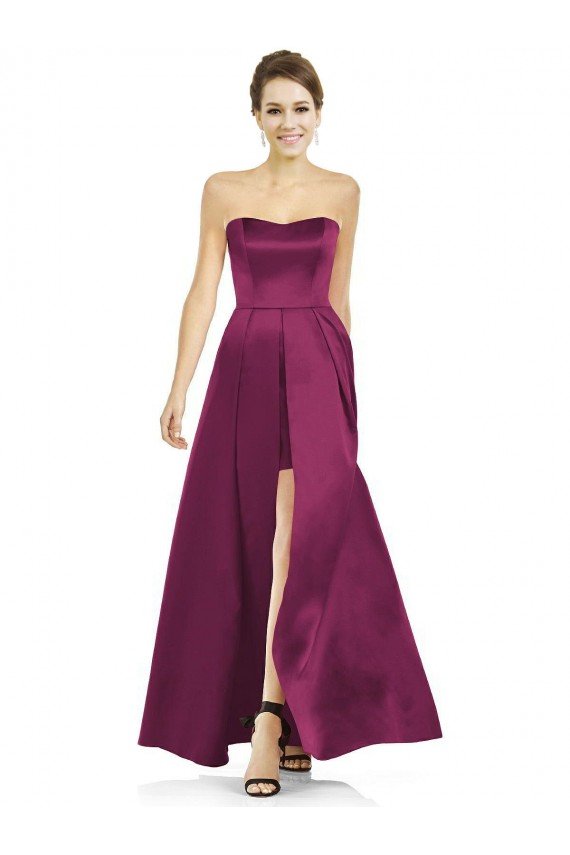 Full Length Strapless Long Satin Bridesmaid Dress with Sweetheart Neckline Bristol