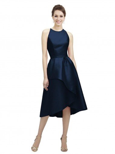 Halter Neck Short Tea Length Sleeveless Satin Bridesmaid Dress Bristol