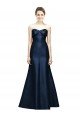 Long Strapless Satin Bridesmaid Dress with Pleated Cuff Neckline Bristol