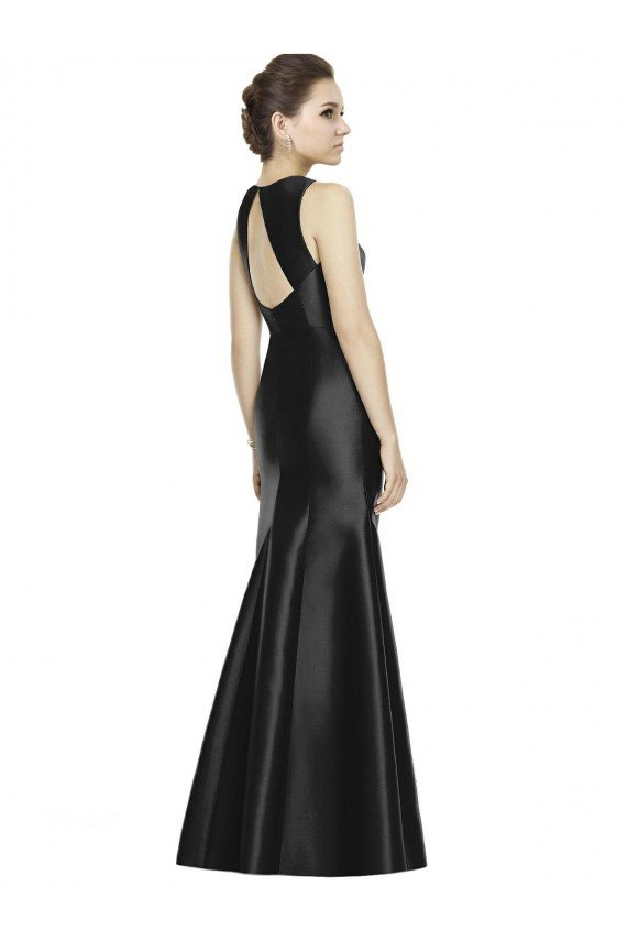 Full Length Mermaid Long Satin Bridesmaid Dress with Keyhole Back Bristol