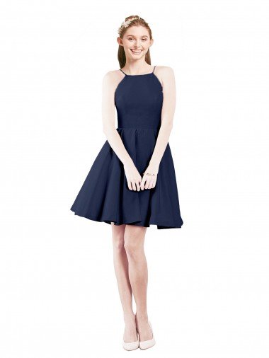 Halter Neck Short Knee Length Satin Cocktail Bridesmaid Dress Bristol