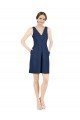 Deep V-Neck Short Knee Length Satin Cocktail Bridesmaid Dress with Slimming Pleats Bristol