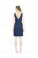 Deep V-Neck Short Knee Length Satin Cocktail Bridesmaid Dress with Slimming Pleats Bristol