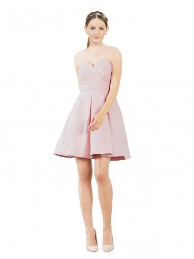 Short Knee Length Sweetheart Satin Cocktail Bridesmaid Dress Bristol
