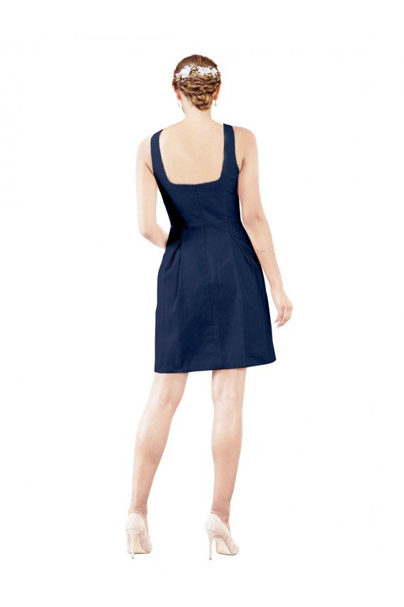 V-Neck A-Line Satin Cocktail Bridesmaid Dress with Pockets Bristol