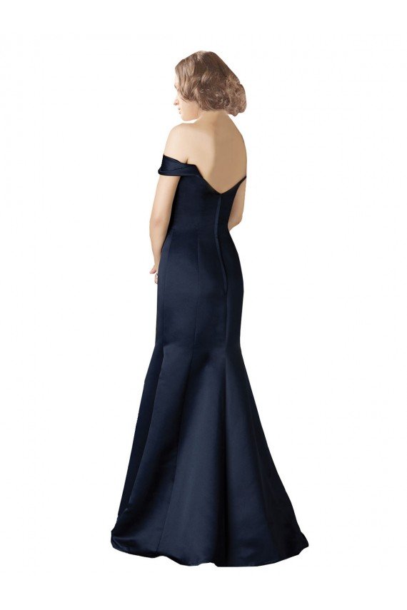 Fit and Flare Satin Bridesmaid Dress / Prom Dress with Off the Shoulder Neckline Bristol