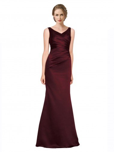 Figure Shaping Formal Satin Bridesmaid Dress / Prom Dress with Structured Pleats Bristol