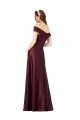 Long Off the Shoulder Formal Satin Bridesmaid Dress / Prom Dress with Thigh-high Slit Bristol