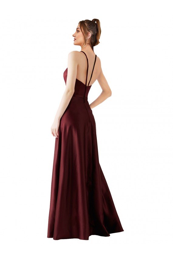 Sleek Satin Bridesmaids Dress with Pockets Bristol