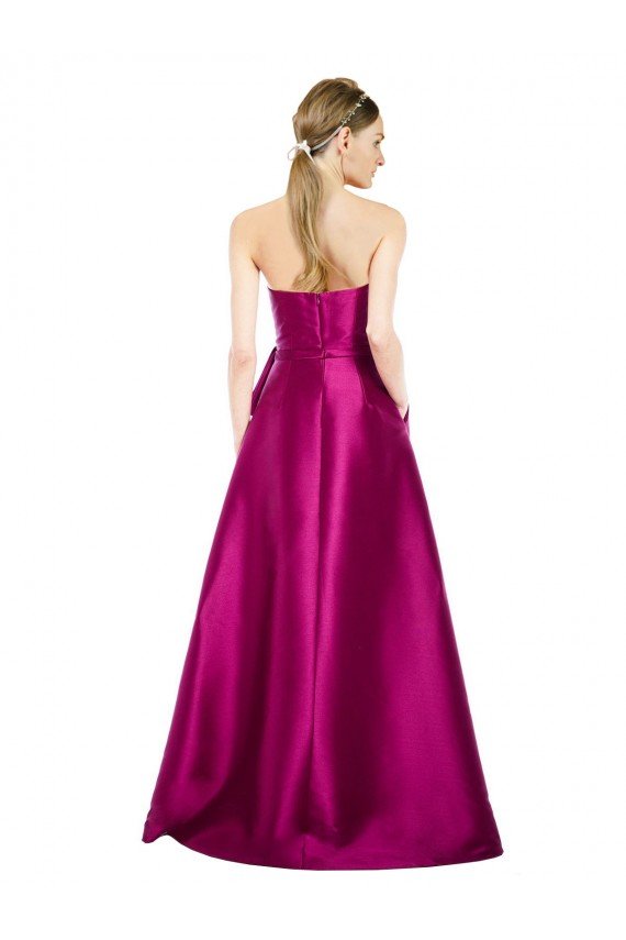 Sleeveless V-Neck Long Satin Bridesmaid Dress / Prom Dress with Bow Waist Bristol