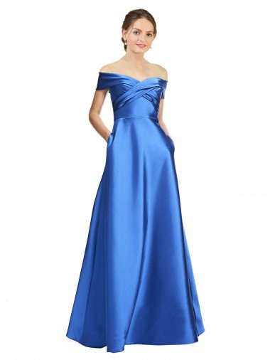 Sleeveless Off the Shoulder Ball Gown Formal Satin Bridesmaid Dress / Prom Dress Bristol