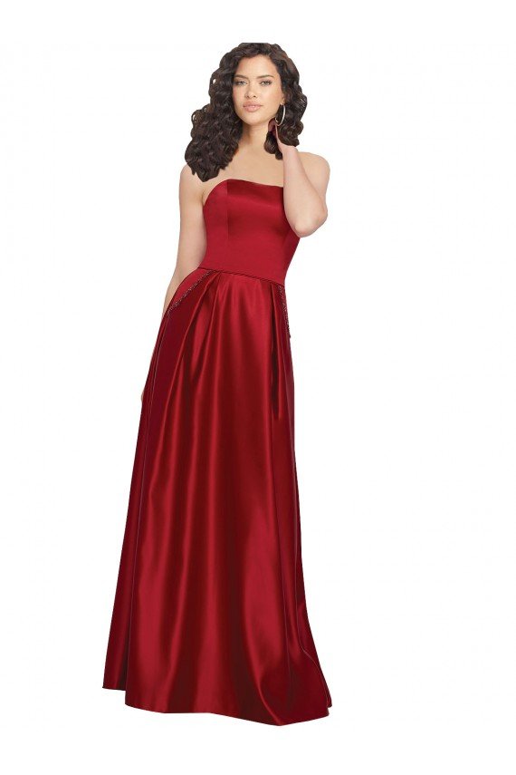 Strapless Satin Bridesmaids Dress with Beaded Pocket and Soft Pleating Bristol