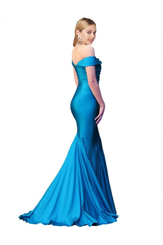 Off the Shoulder Long Chapel Train Formal Satin Bridesmaid Dress / Prom Dress Bristol