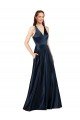 Long Formal Satin Bridesmaid Gown with Halter Neckline Bristol