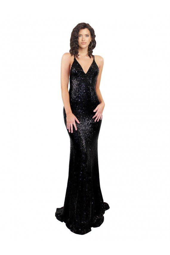 Sleek Fishtail Shaped Open Back Formal Sequin Bridesmaid Dress / Prom Dress Bristol