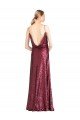 High Neck Halter Long Slim Formal Sequin Bridesmaid Dress / Prom Dress with V-Neck and Blouson Bodice Bristol