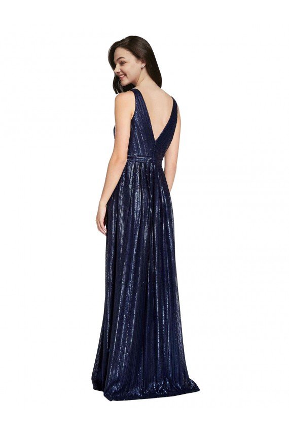 Long V-Neck Sparking Formal Sequin Bridesmaid Dress / Prom Dress with Low V-Back Bristol