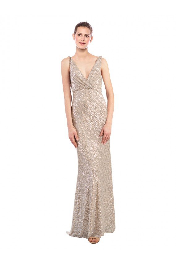 Faux Surplice V-Neck Slim Formal Sparkling Sequin Bridesmaid Dress / Prom Dress Bristol