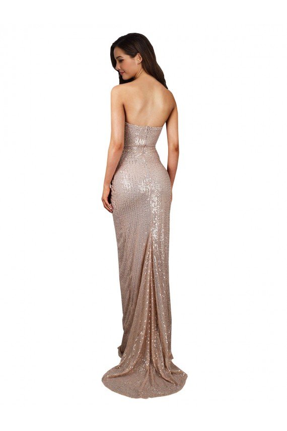 High Slit Scoop Neck Long Formal Sequin Bridesmaid Dress / Prom Dress Bristol