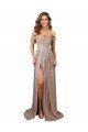 Strapless Scoop Neck Off the Shoulder Long Formal Sequin Bridesmaid Dress / Prom Dress with High Slit Bristol