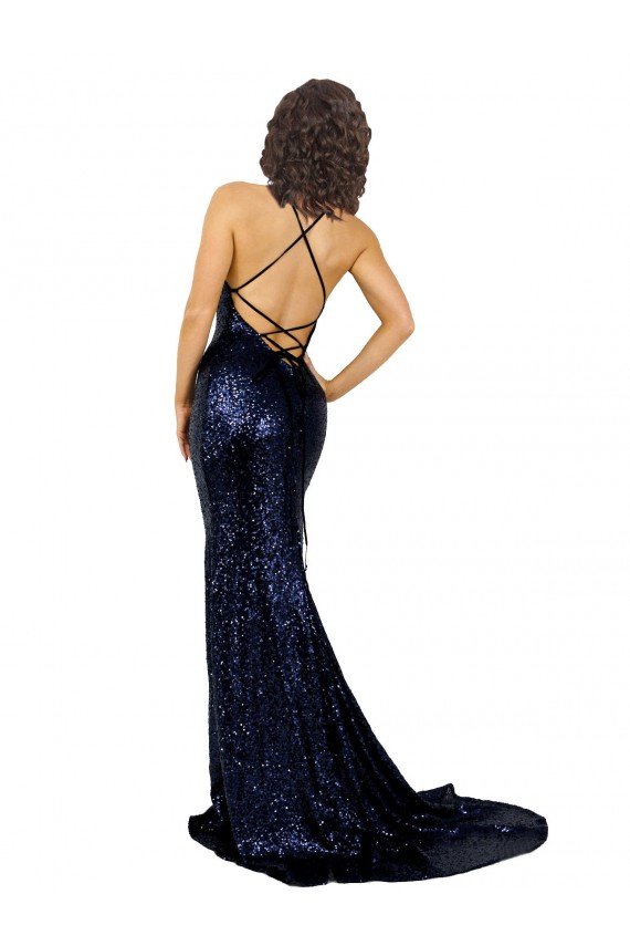 Mermaid V-Neck Low Back Long Formal Sequin Bridesmaid Dress / Prom Dress Bristol