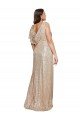 Deep V-Neck Sleeveless Sparkling Formal Sequin Bridesmaid Dress / Prom Dress with Draped Cowl Back Bristol