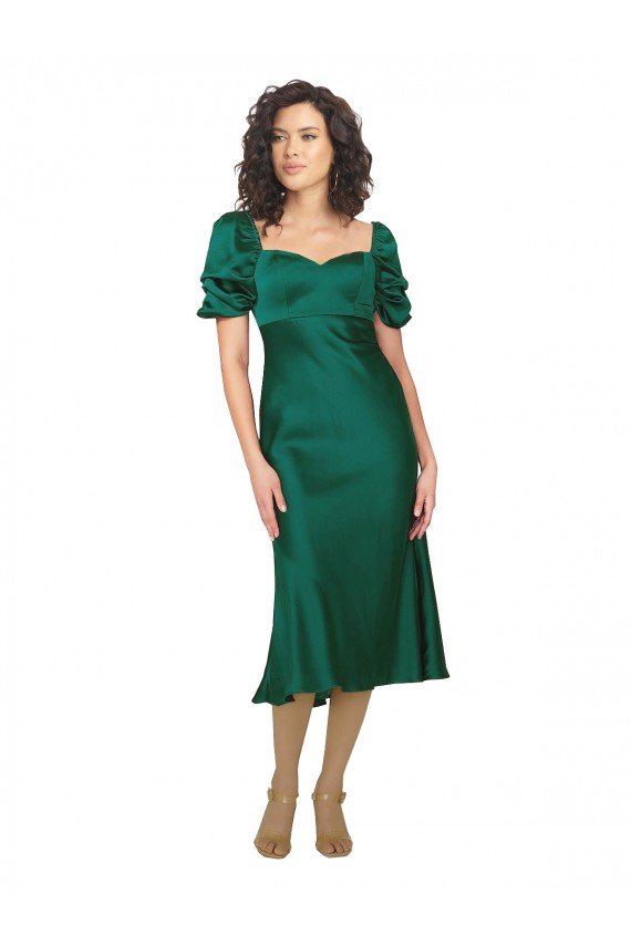 Ruched Sleeve Formal Silky Satin Bridesmaid Dress / Prom Dress Bristol