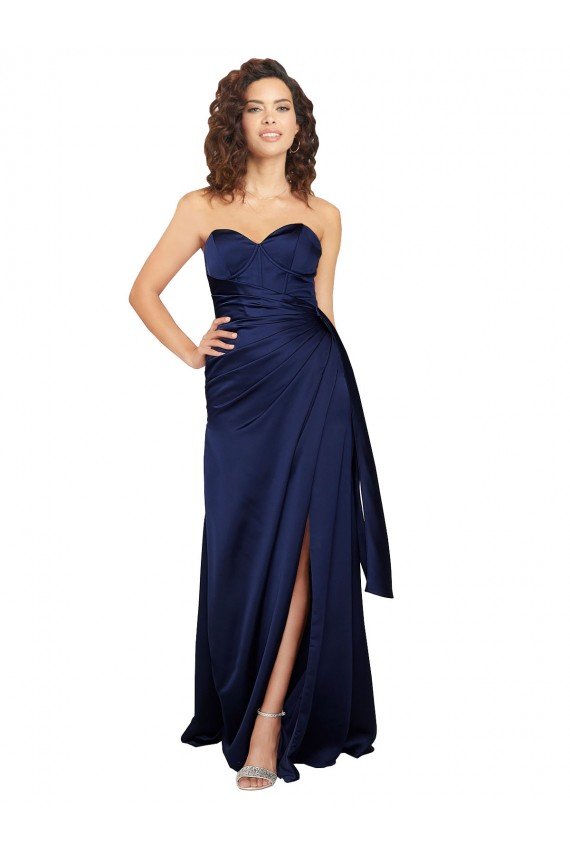 Floor Length Wrap Skirt Formal Silky Satin Bridesmaid Dress / Prom Dress Bristol