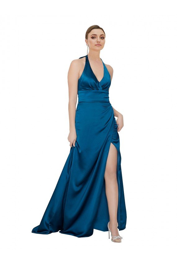 Halter Neck Formal Silky Satin Bridesmaid Dress / Prom Dress Bristol