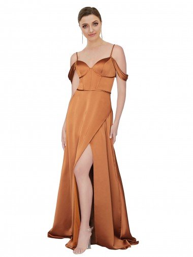 Formal Silky Satin Bridesmaid Dress / Prom Dress with Bustier Bodice Bristol