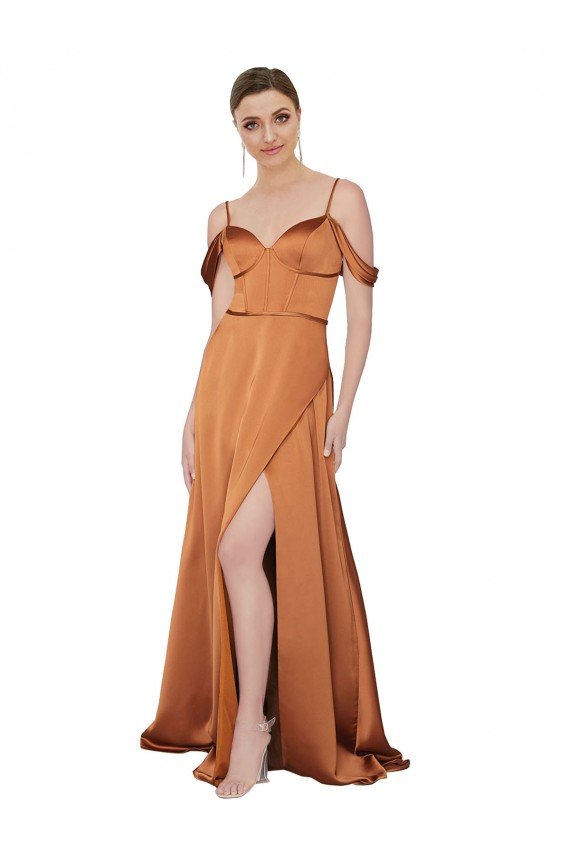 Formal Silky Satin Bridesmaid Dress / Prom Dress with Bustier Bodice Bristol
