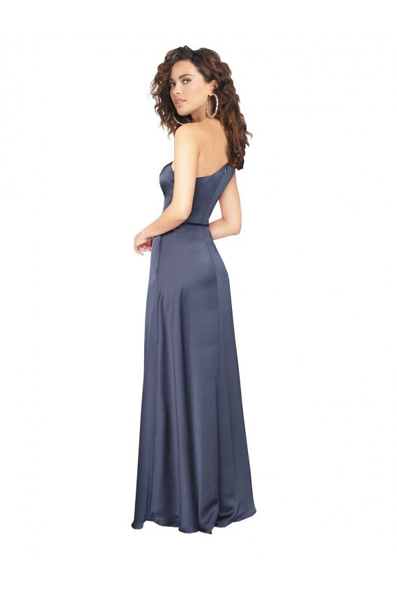 Draped Formal Silky Satin Bridesmaid Dress / Prom Dress with Tied Waist Bristol