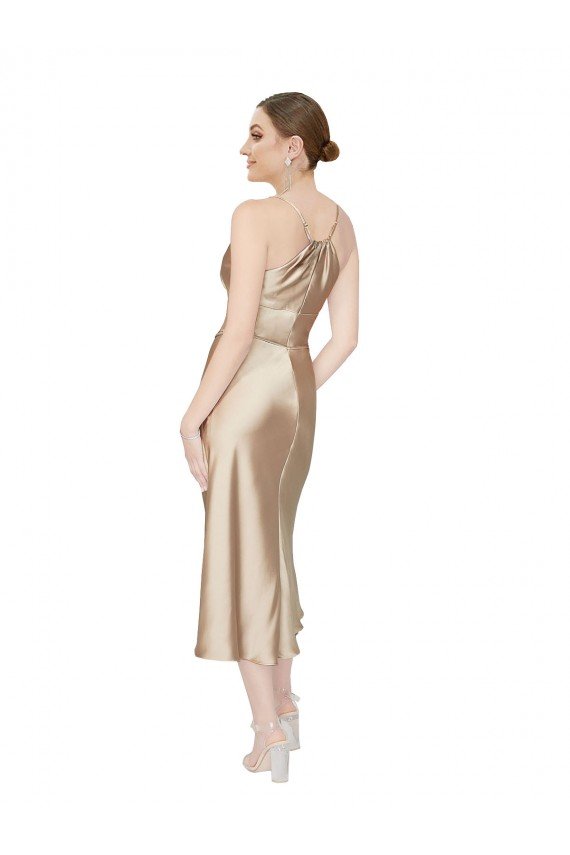 Empire Waist Formal Silky Satin Cocktail Midi Bridesmaid Dress / Prom Dress Bristol