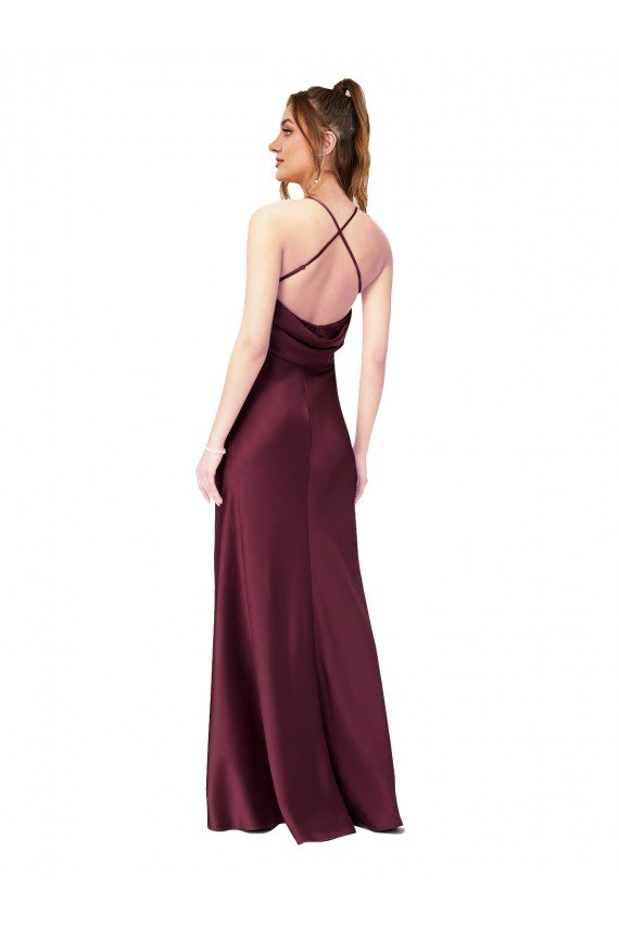 Cowl Back V-Neck Formal Silky Satin Bridesmaid Dress / Prom Dress Bristol