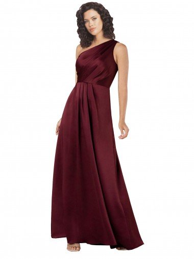 One Shoulder Formal Silky Satin Bridesmaid Dress / Prom Dress with Subtle Pleats Bristol