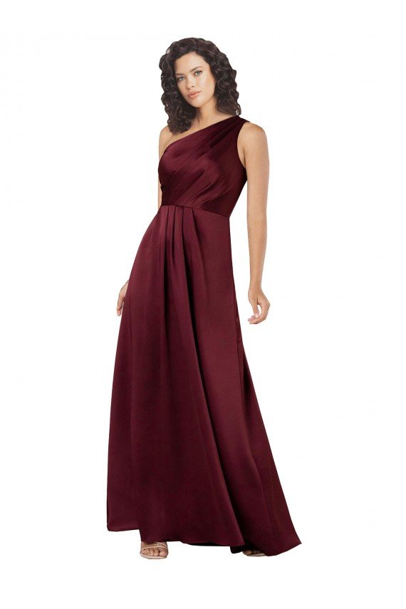 One Shoulder Formal Silky Satin Bridesmaid Dress / Prom Dress with Subtle Pleats Bristol