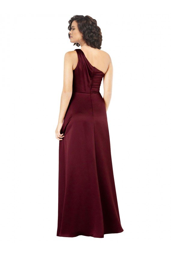 One Shoulder Formal Silky Satin Bridesmaid Dress / Prom Dress with Subtle Pleats Bristol