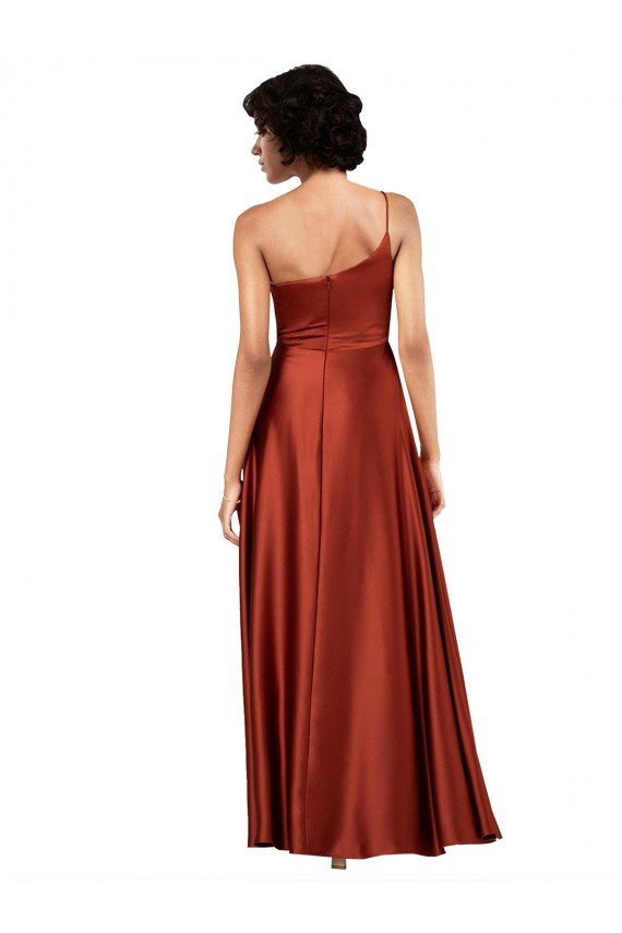 Sophisticated One Shoulder Formal Silky Satin Bridesmaid Dress / Prom Dress with Full Skirt Bristol