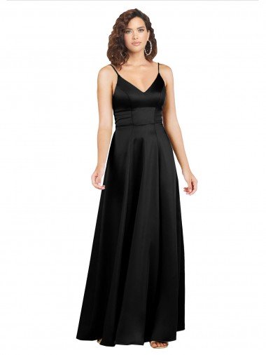 Formal Silky Satin Floor-Length Long Bridesmaid Dress / Prom Dress with V-Neckline Bristol