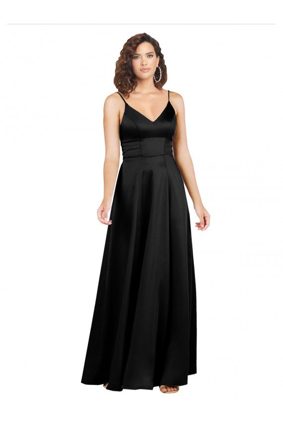 Formal Silky Satin Floor-Length Long Bridesmaid Dress / Prom Dress with V-Neckline Bristol